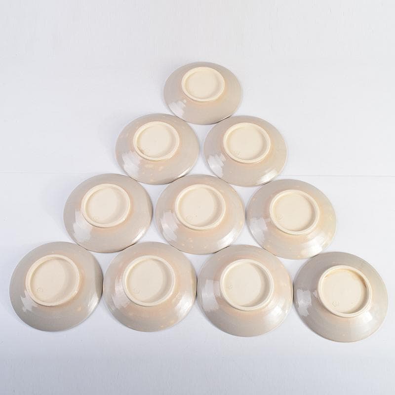 和食器　犬山焼　犬山本窯　染付　文字文　銘々皿　十客　時代箱付　C　R9356B