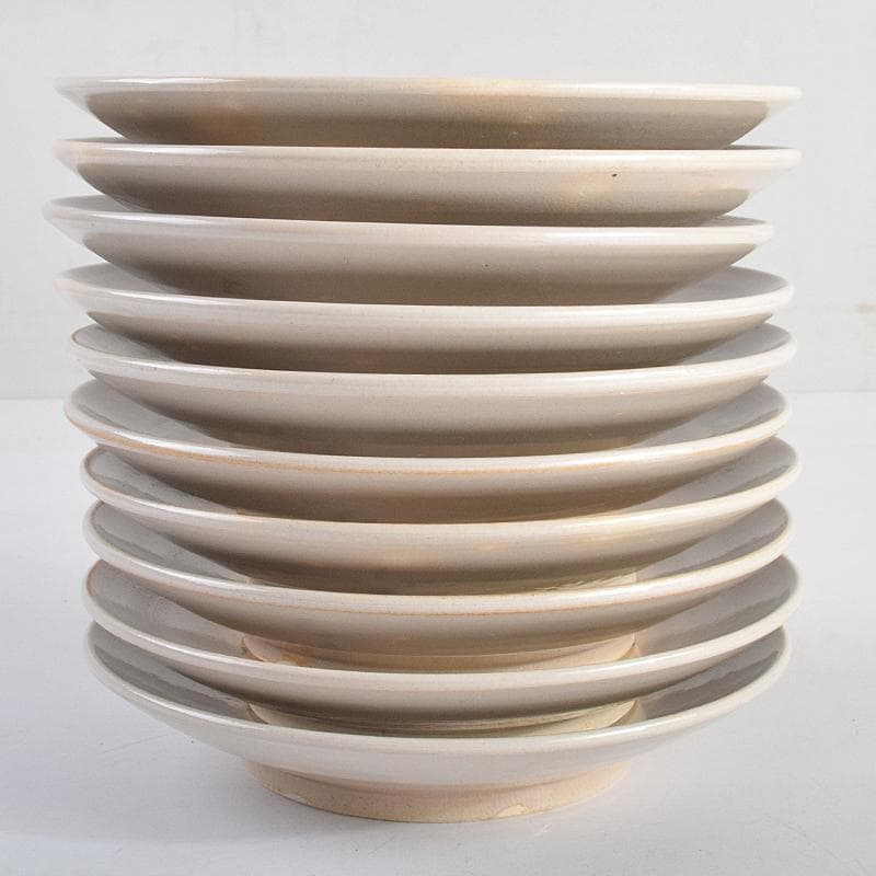 和食器　犬山焼　犬山本窯　染付　文字文　銘々皿　十客　時代箱付　C　R9356B