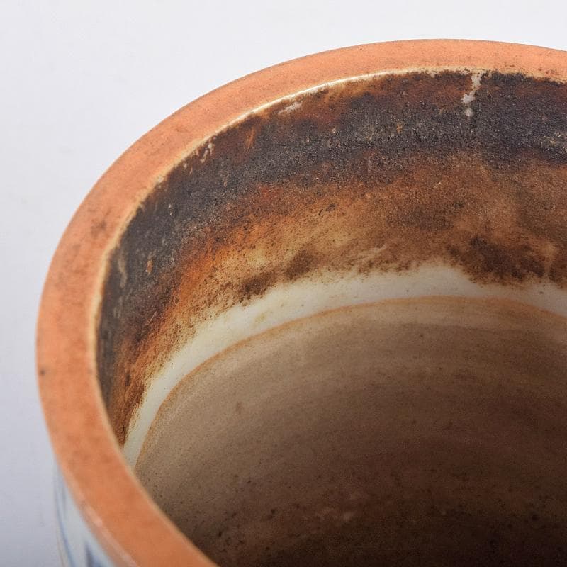 茶道具　京焼　滝口加全作　染付山水文　香炉　透かし火屋付　M　R8878