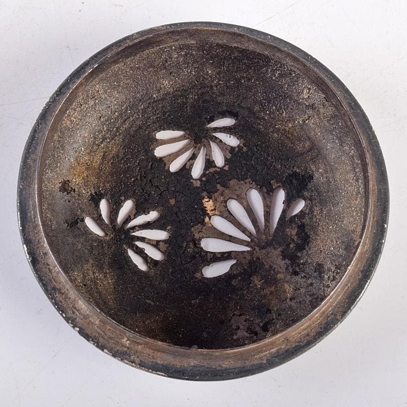 茶道具　京焼　滝口加全作　染付山水文　香炉　透かし火屋付　M　R8878