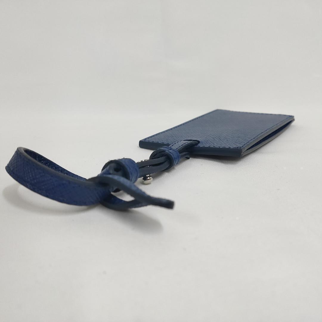 ○★新品 未使用 プラダ サフィアーノレザー ラゲッジタグ ネイビー ネームタグ