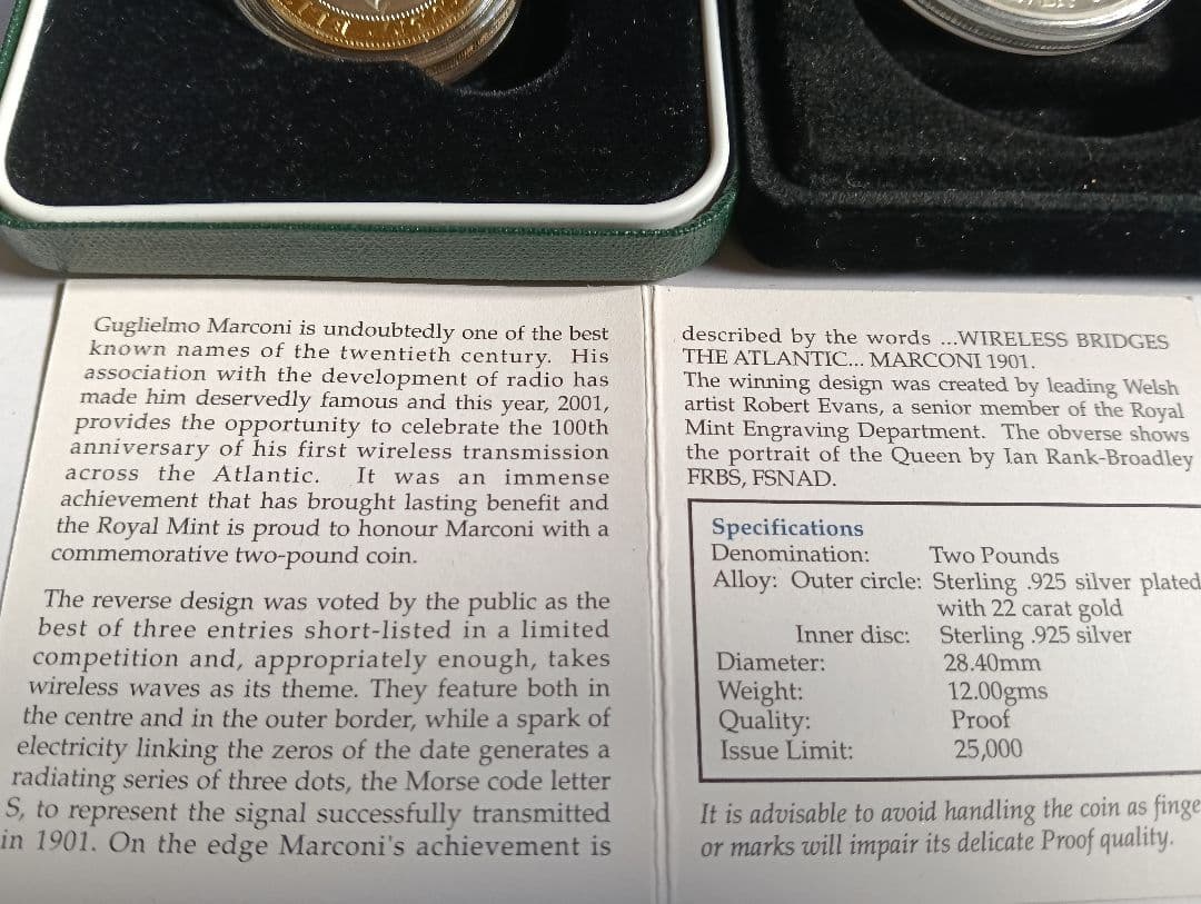 マルコニー大西洋横断無線通信100周年記念銀貨＆コロンビア号追悼記念銀貨