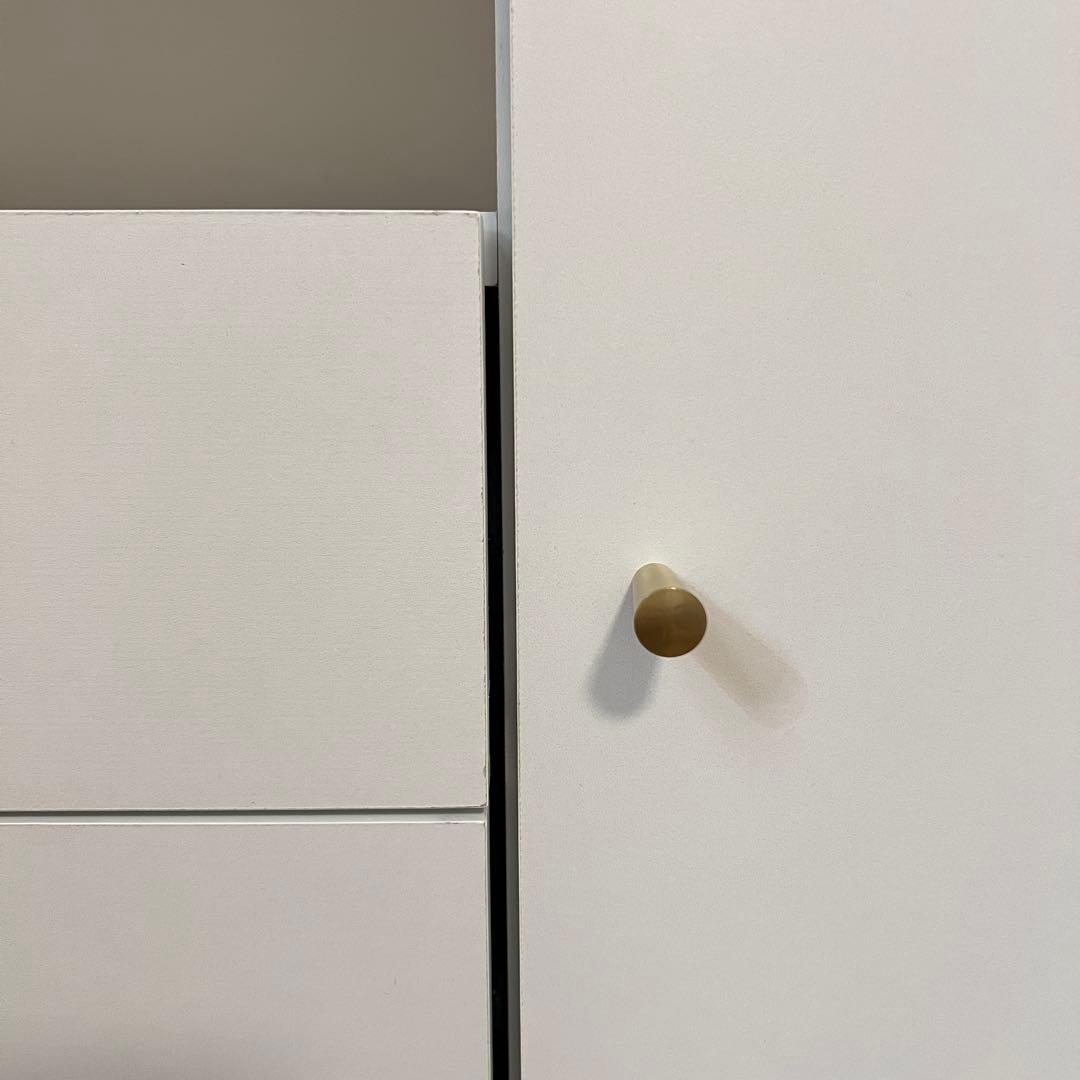 LOWYA サイドキャビネット サイドボード ホワイト×ゴールド