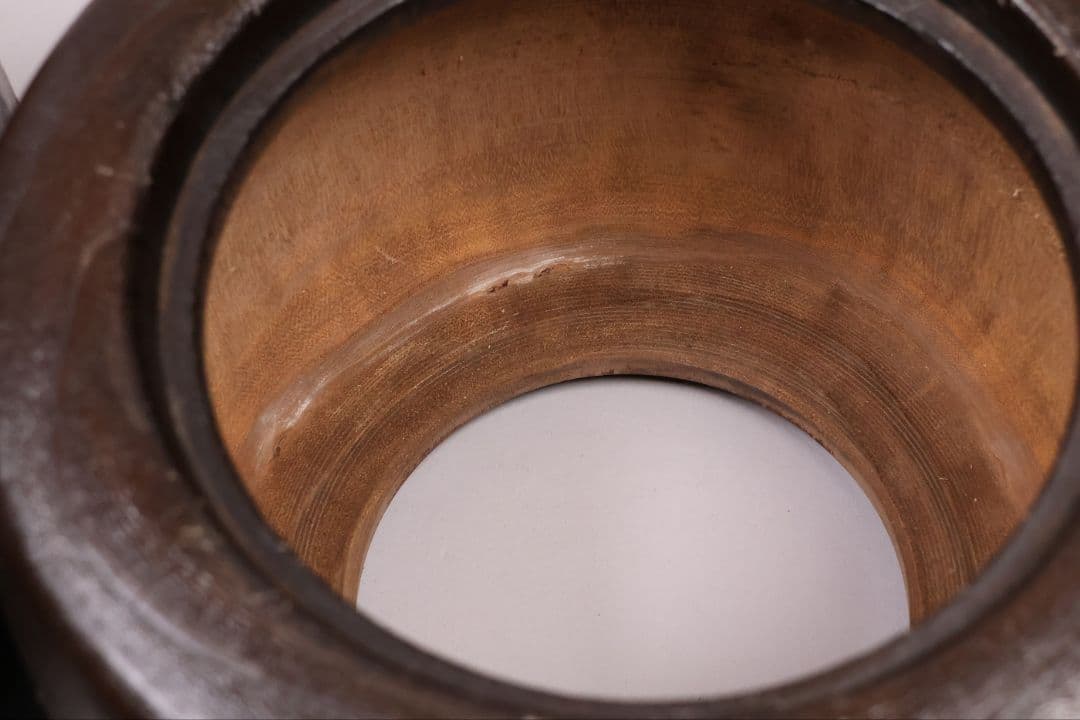 桐火鉢一対 菊蒔絵 草花 木箱入り 手あぶり 古民具 漆芸 茶道具【MB55】