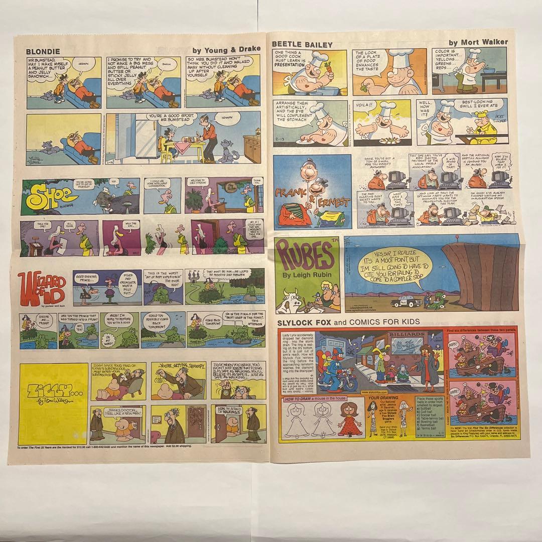 【値下げ不可】スヌーピー最終回新聞 （ガーフィールド） 2000年2月13日