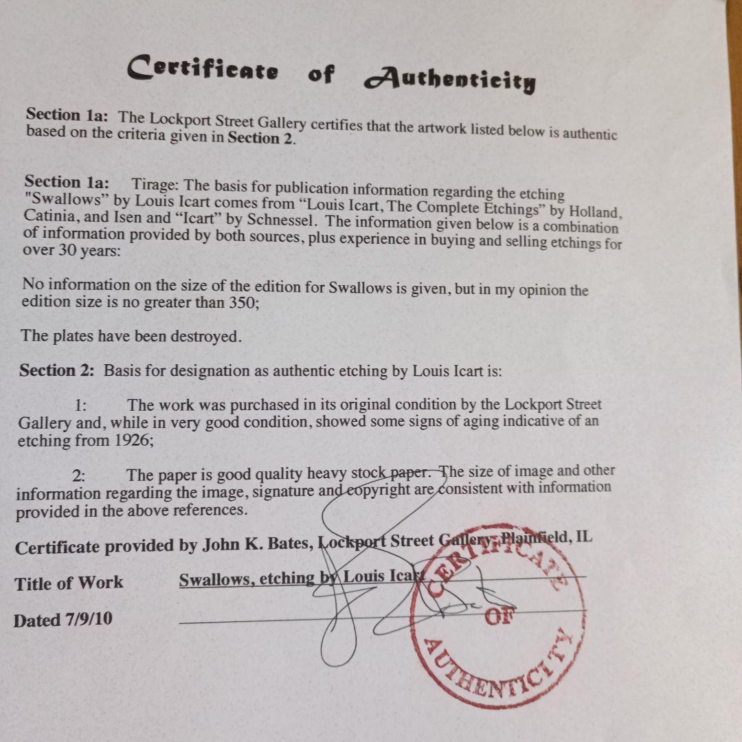 ルイイカール エッチング スワロー