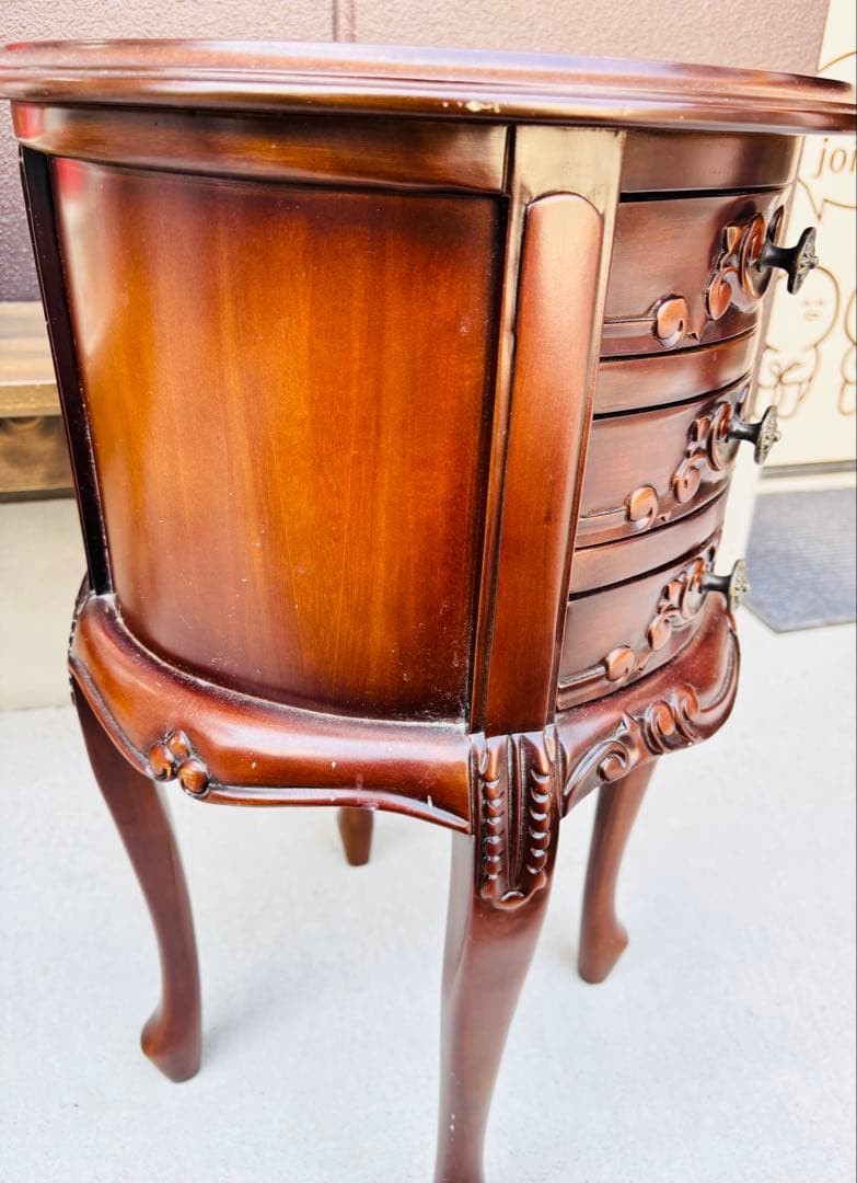 コモ アンティーク調 ラウンドチェスト3段チェスト 猫脚 収納