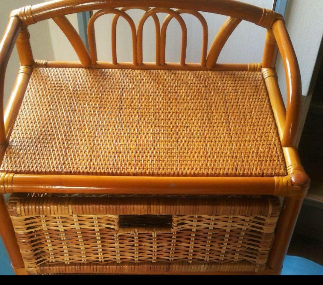 ラタン 籐 ４段チェスト アンティーク 棚 ヴィンテージ