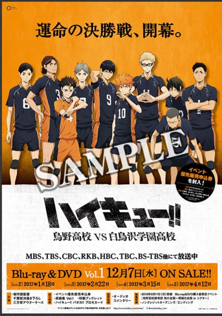 ハイキュー!!　Ｂ2劇場宣伝ポスター　アニメイト特典　激レア　希少　劇場版