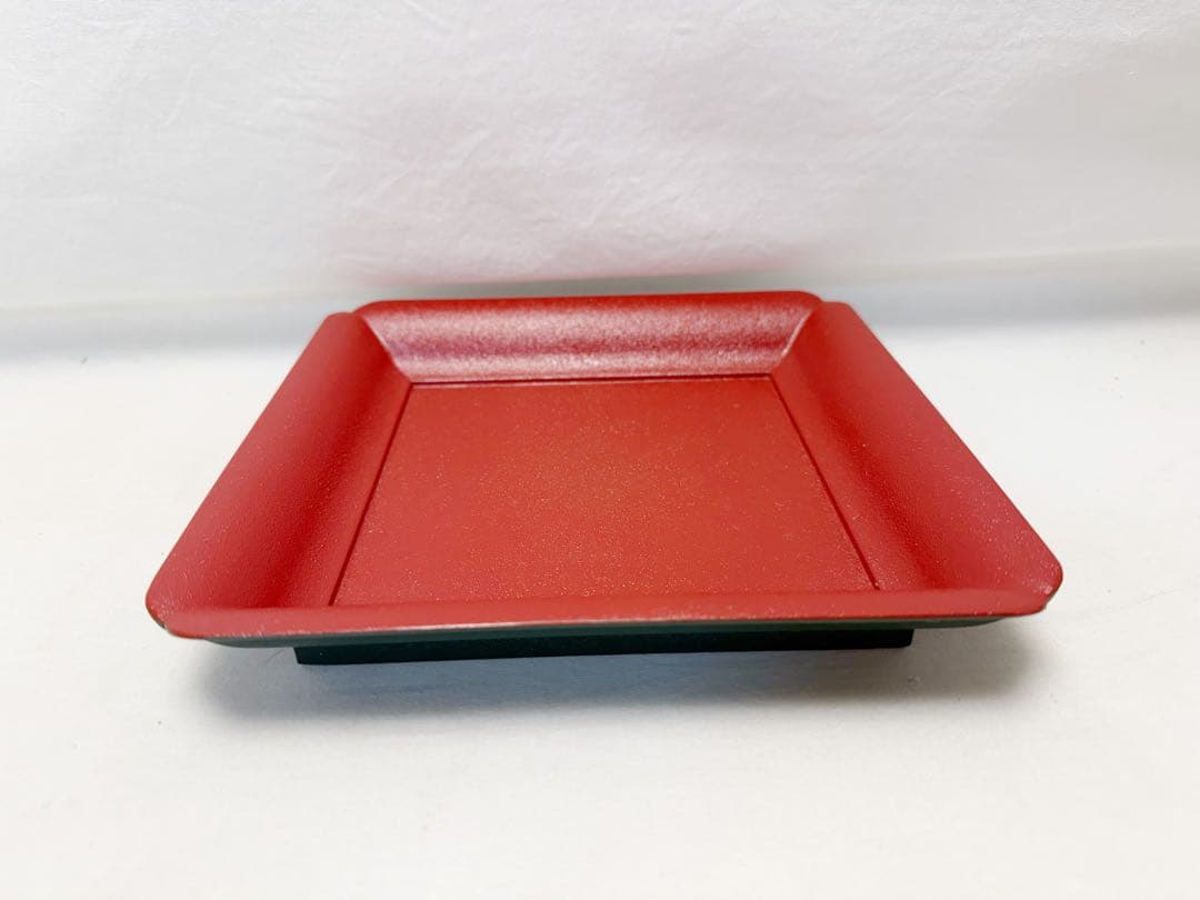 未使用 茶道具 塗師 宗明作 木製 朱叩塗 裏青漆 若狭盆 干菓子器 共箱