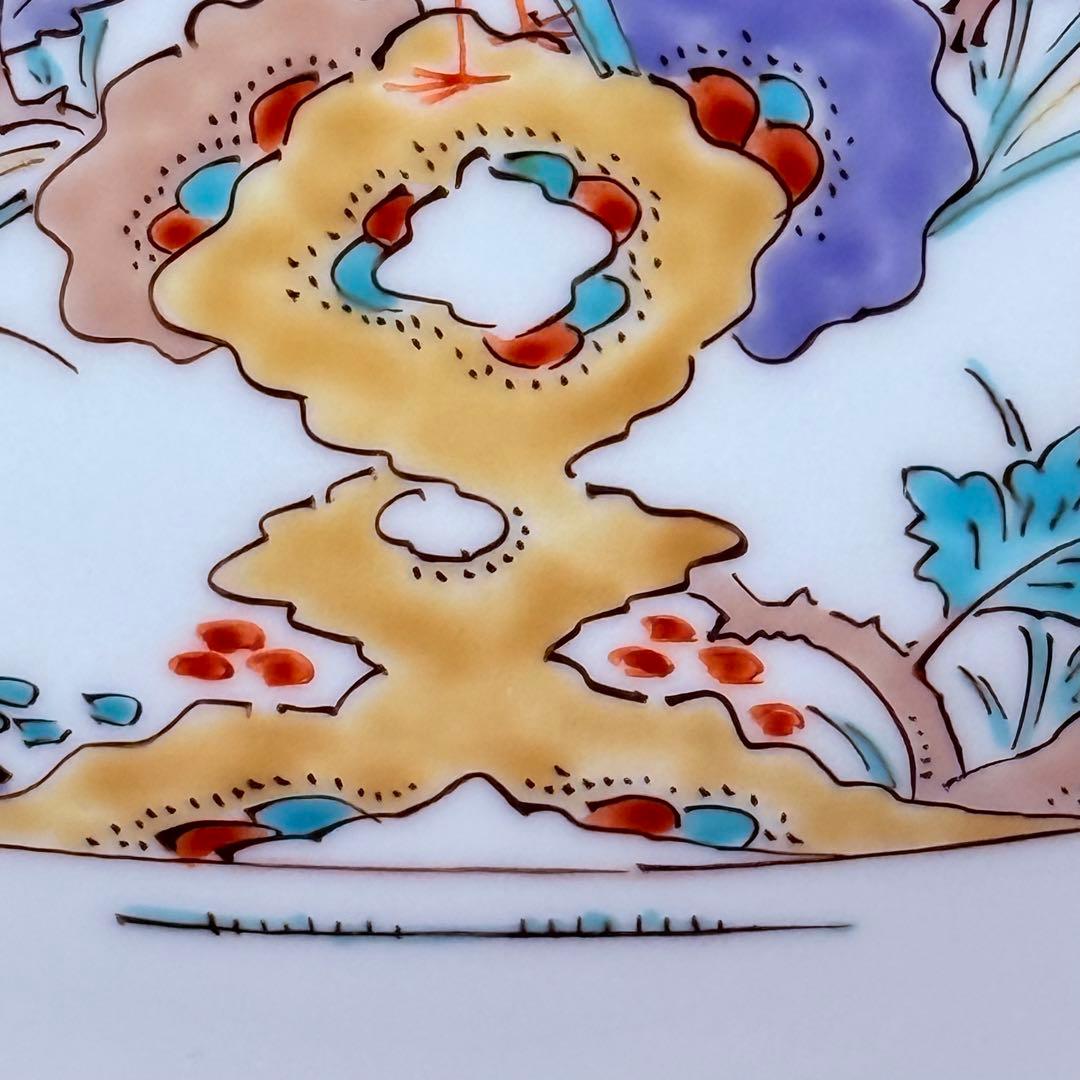 十三代柿右衛門　色絵岩梅鳥文様皿　共箱有　美品　直径19.6㎝　国重要無形文化財