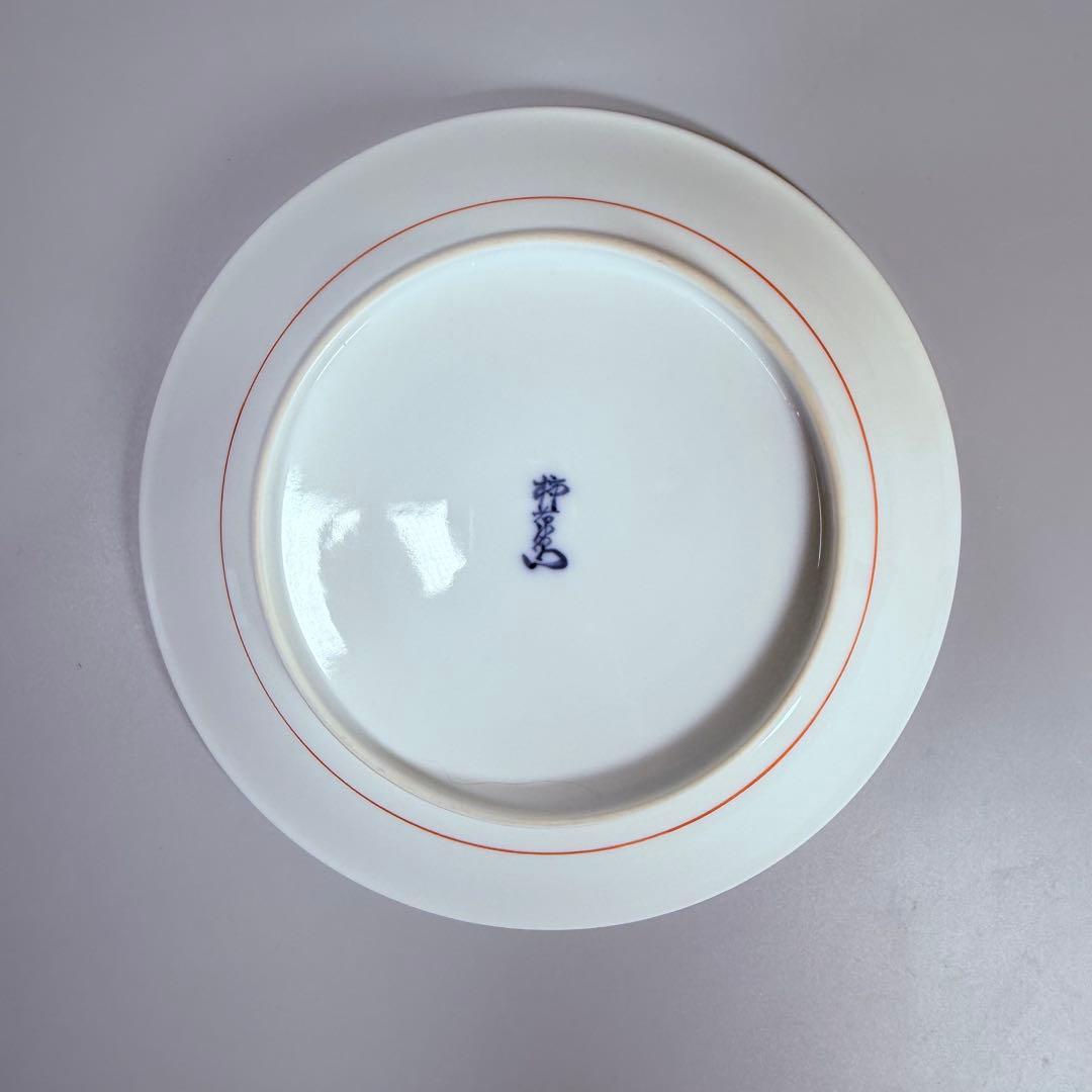 十三代柿右衛門　色絵岩梅鳥文様皿　共箱有　美品　直径19.6㎝　国重要無形文化財