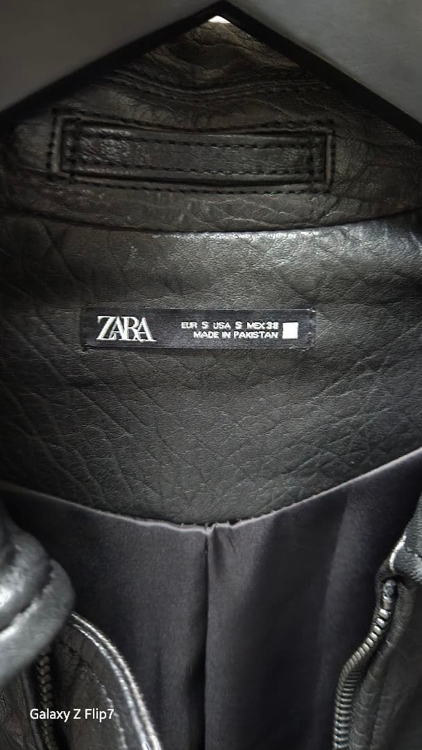 ひろ　ZARA ブラックレザー シングルライダースジャケット M