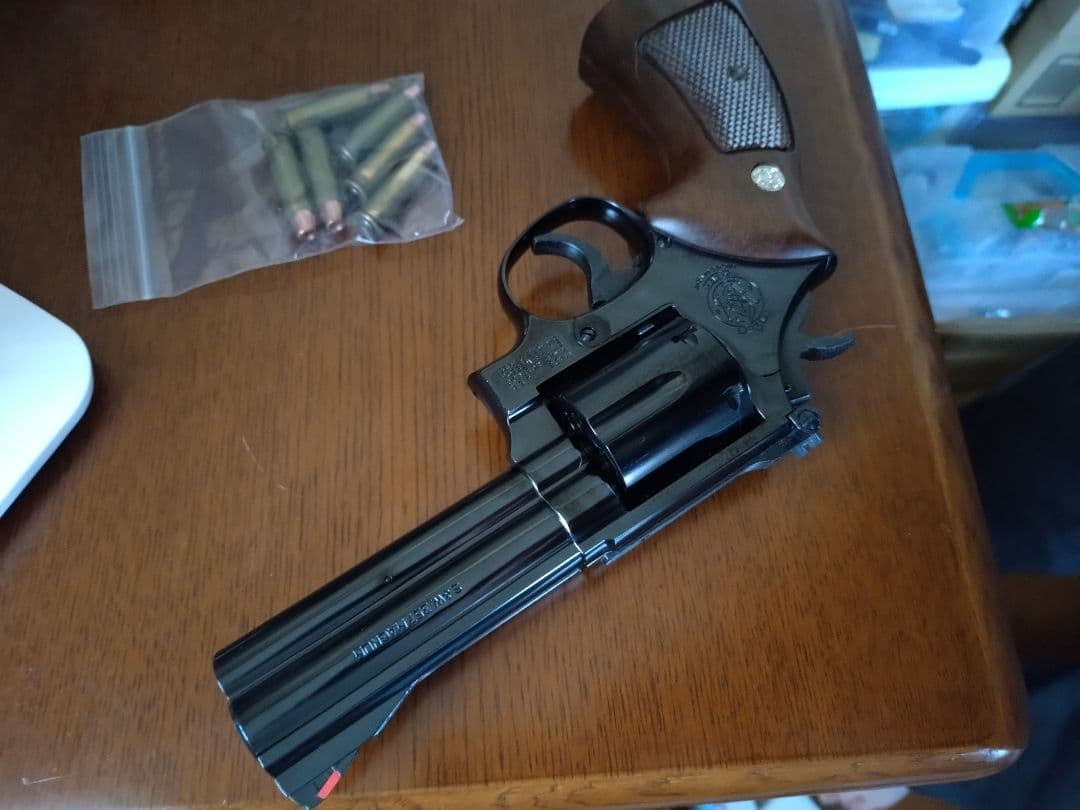 マルシン　m586 4インチ　WディープブラックABS　モデルガン木製グリップ