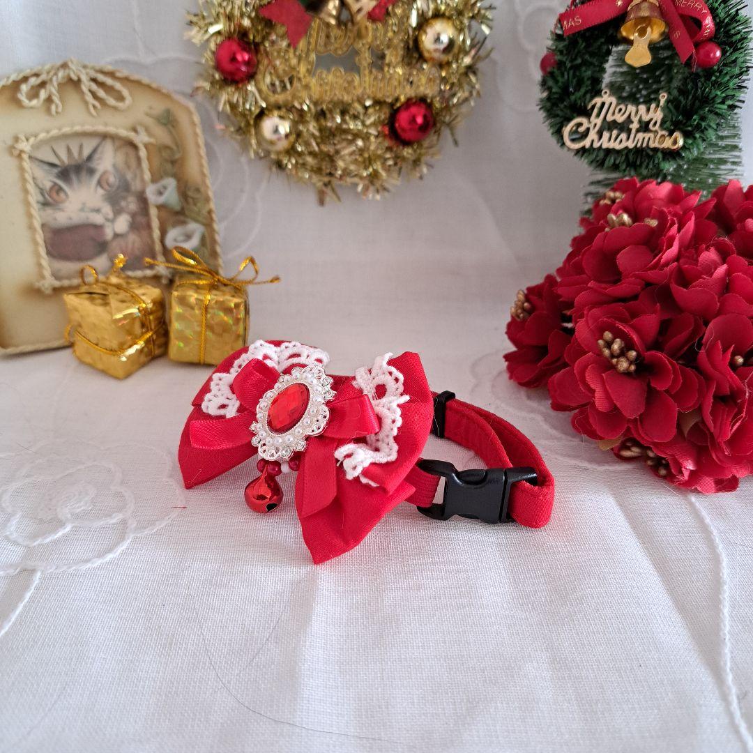 クリスマスシリーズ(赤無地)わんちゃん猫ちゃん用首輪