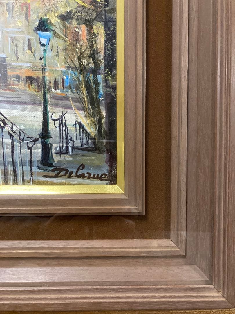 油彩 油絵 パリ風景画【Lucien Delarue】 印象派 サイン F6号