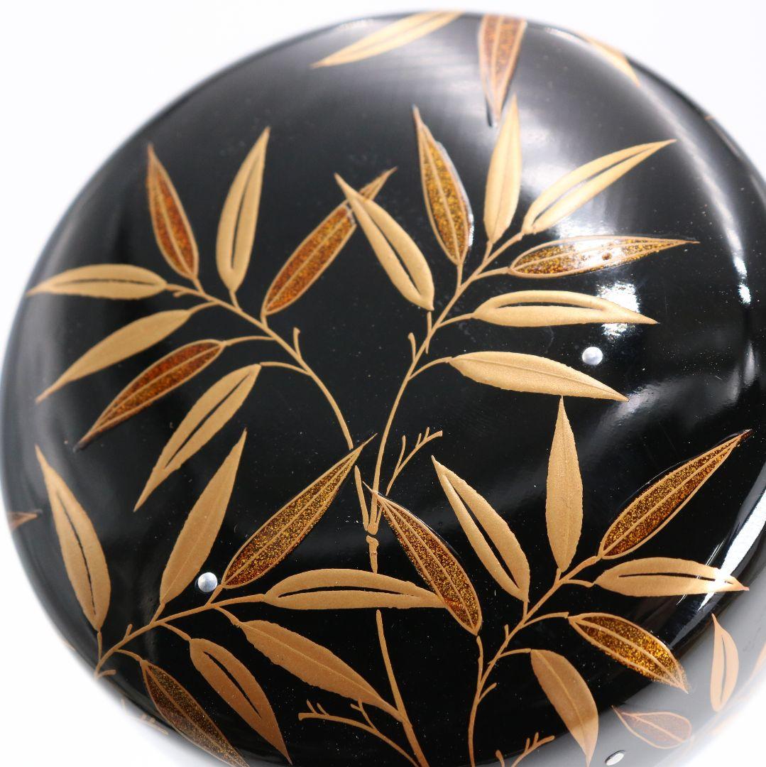 松永松寛作 笹露蒔絵 平棗 銀粒 茶道具 共箱　V871　N6