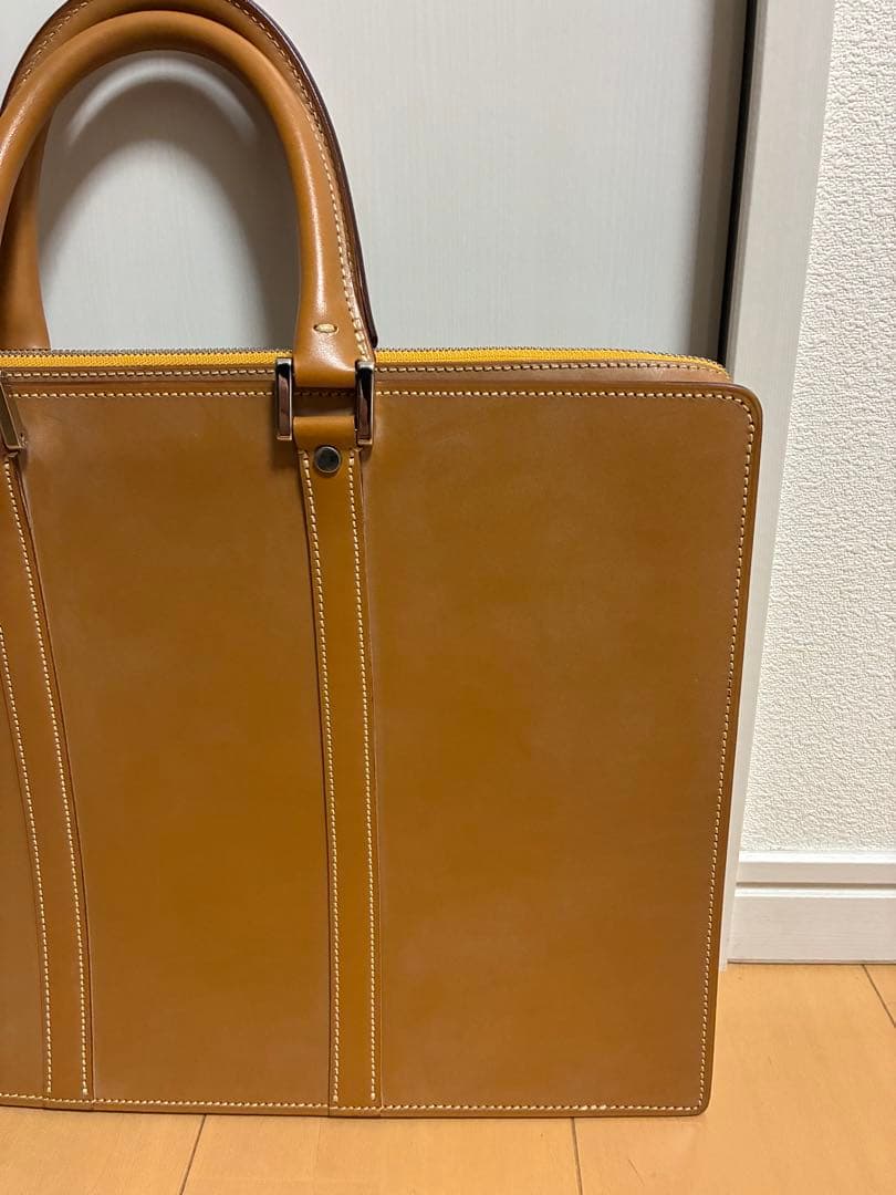 美品　万双　天ファスナー　キャメル　ビジネスバッグ