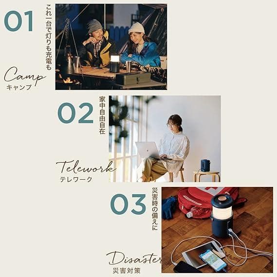 ELECOM DE-P02DBU ポータブル電源 & LEDランタン 防災