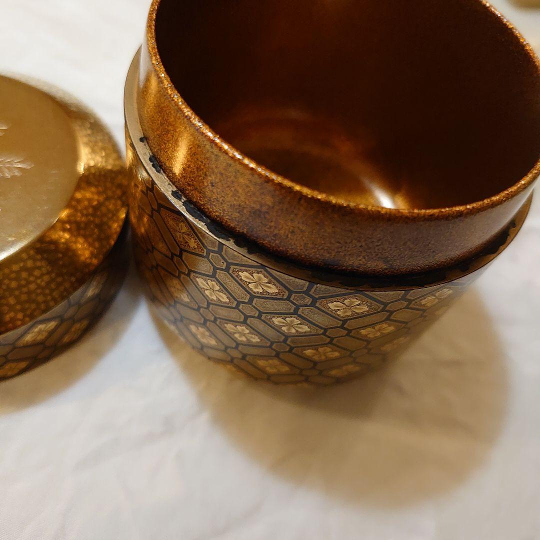 茶平一斎 雪吹 蜀江錦 本蒔絵 内梨地 輪島塗　共箱　共布