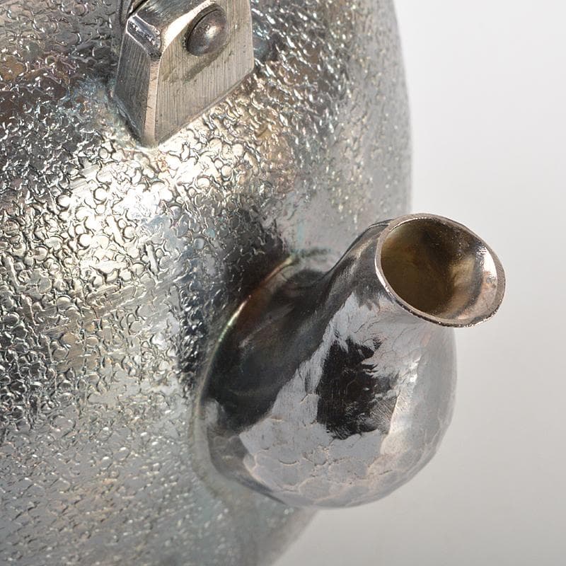 煎茶道具　白銅いぶし銀　棗型湯沸し　約412g　M　R7128