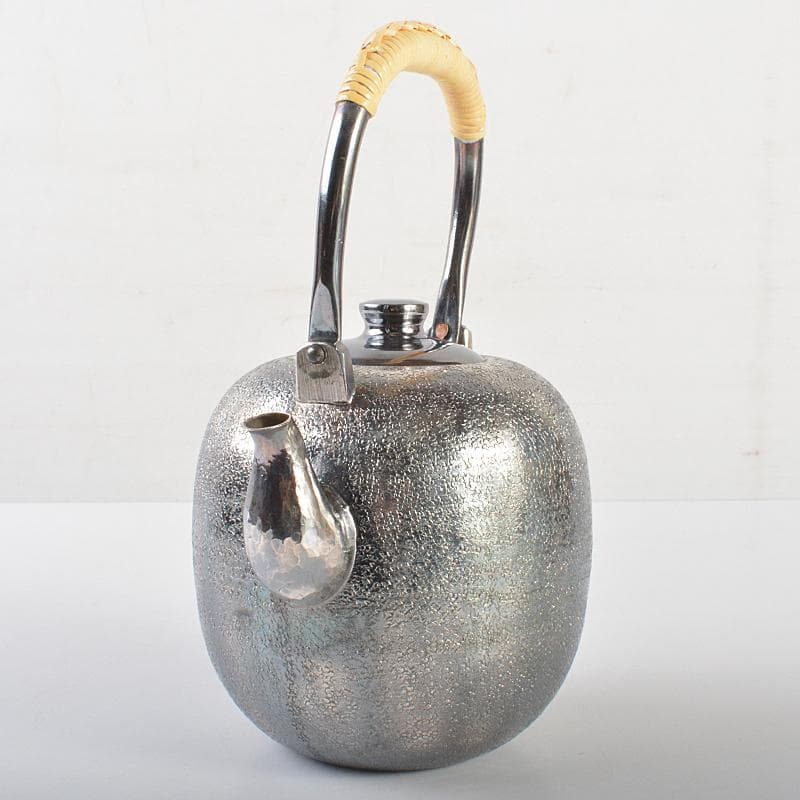 煎茶道具　白銅いぶし銀　棗型湯沸し　約412g　M　R7128