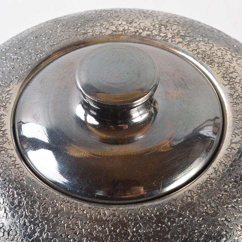 煎茶道具　白銅いぶし銀　棗型湯沸し　約412g　M　R7128