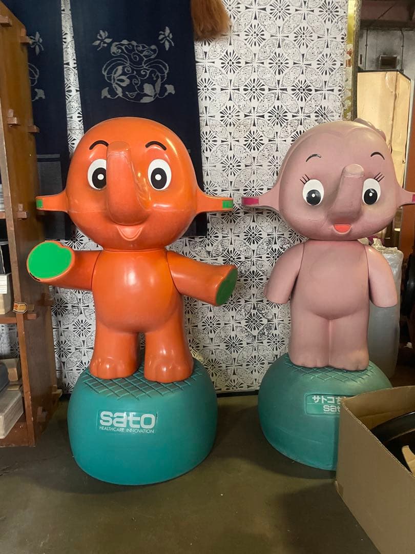 佐藤製薬　サトちゃんとサトコちゃんセット　身長95cm 当時物 昭和レトロ店舗用