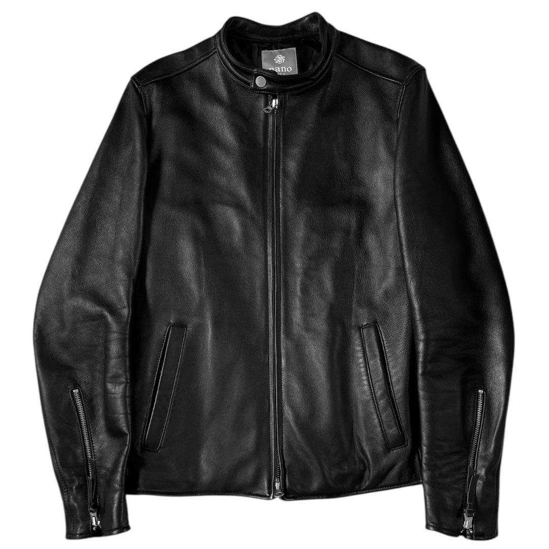 [美品] ナノユニバース　ラムレザー　羊革 L 黒　シングル ライダース
