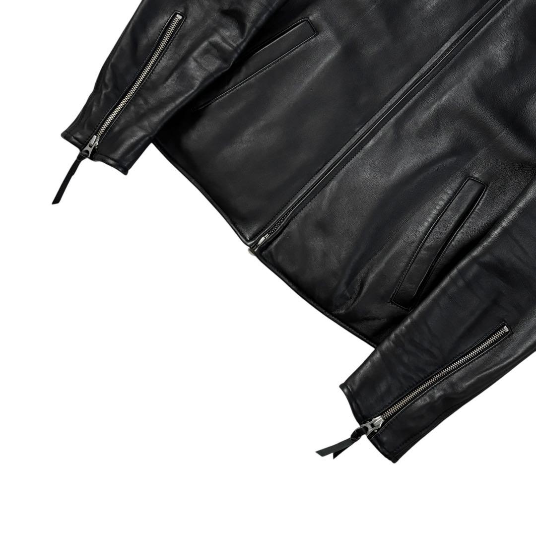 [美品] ナノユニバース　ラムレザー　羊革 L 黒　シングル ライダース