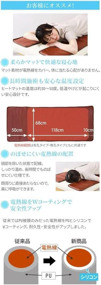 セブンエステ ヒートマット 電気敷マット 有孔タイプ 幅68×長さ178cm