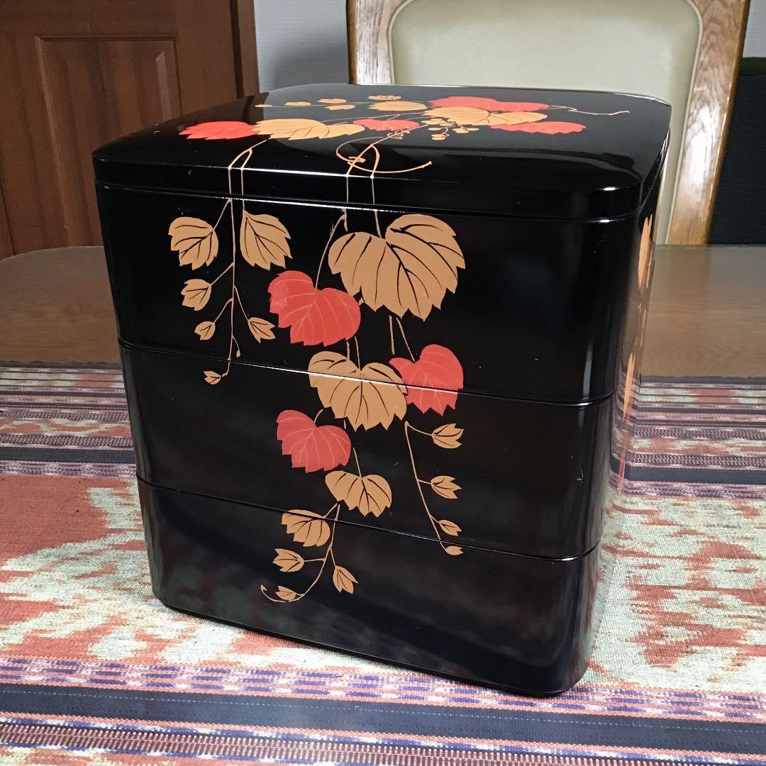 会津塗　年輪漆器　三段重