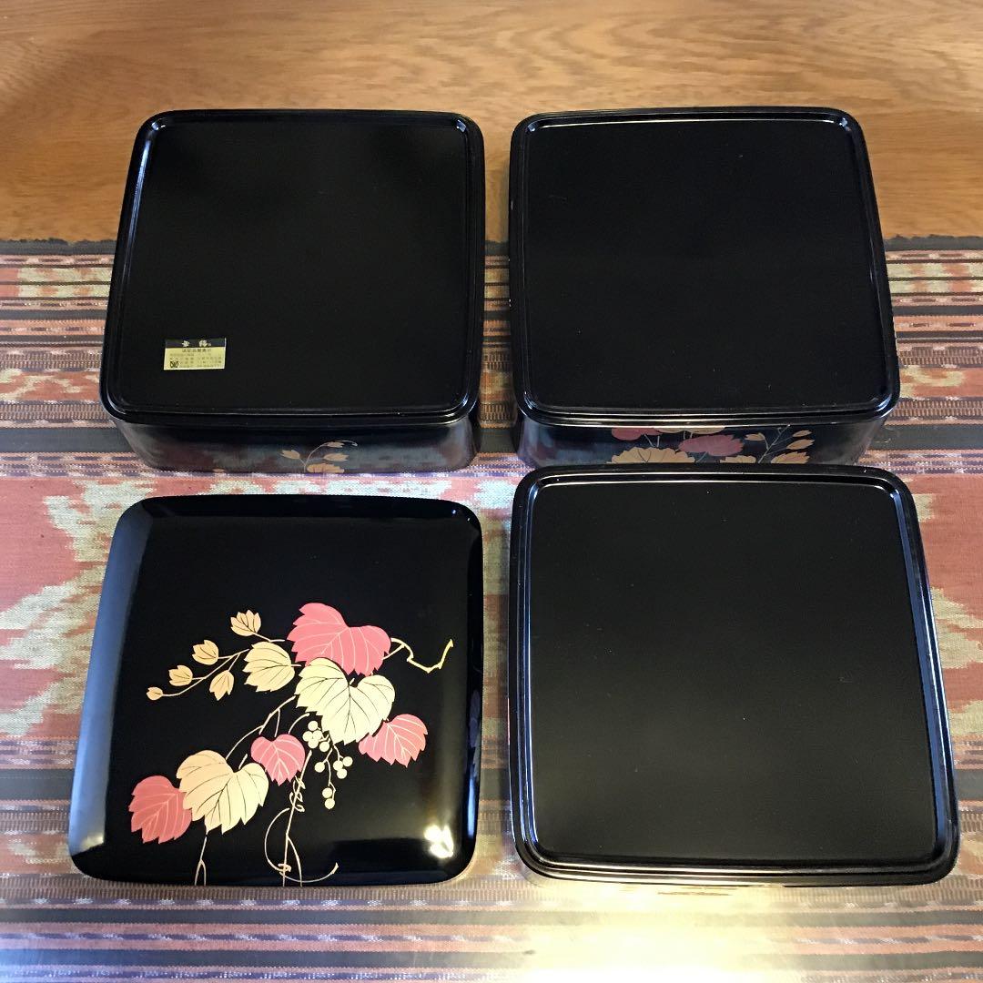 会津塗　年輪漆器　三段重