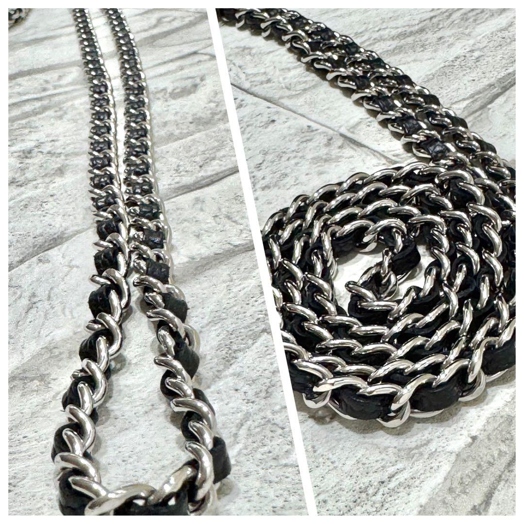 CHANEL チェーンウォレット　グレインドカーフスキン　マトラッセ　ブラック