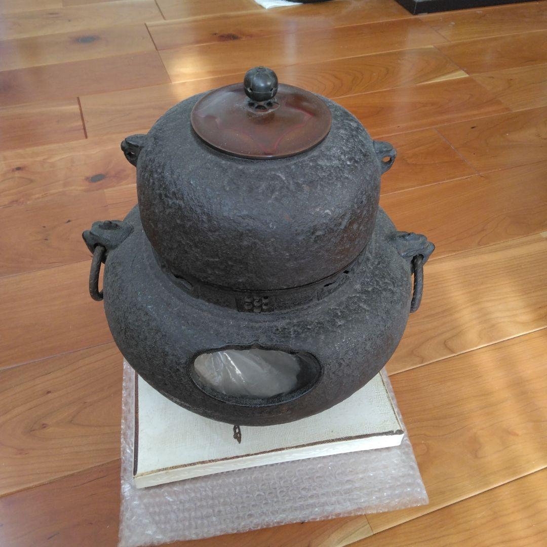 鉄製茶釜 丸型 持ち手付き