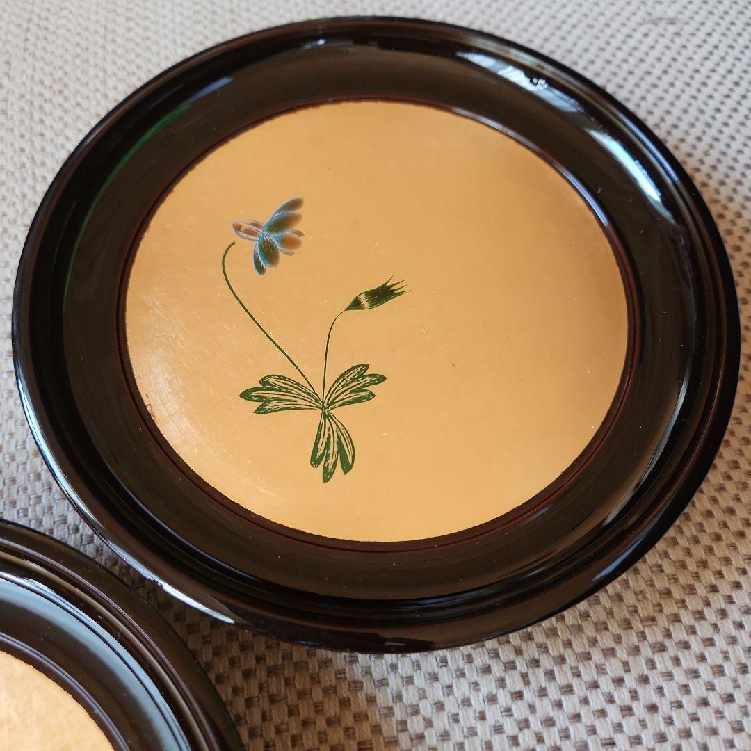 【貴重】高級漆器皿 菓子器 5枚セット 花模様