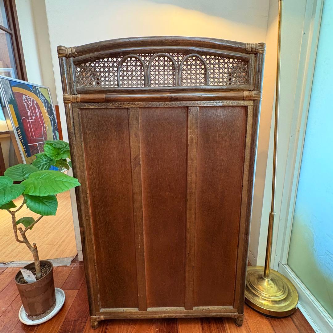 ラタン チェスト 8杯引き出し ヴィンテージ 籐家具 真鍮鋲付き バンブー