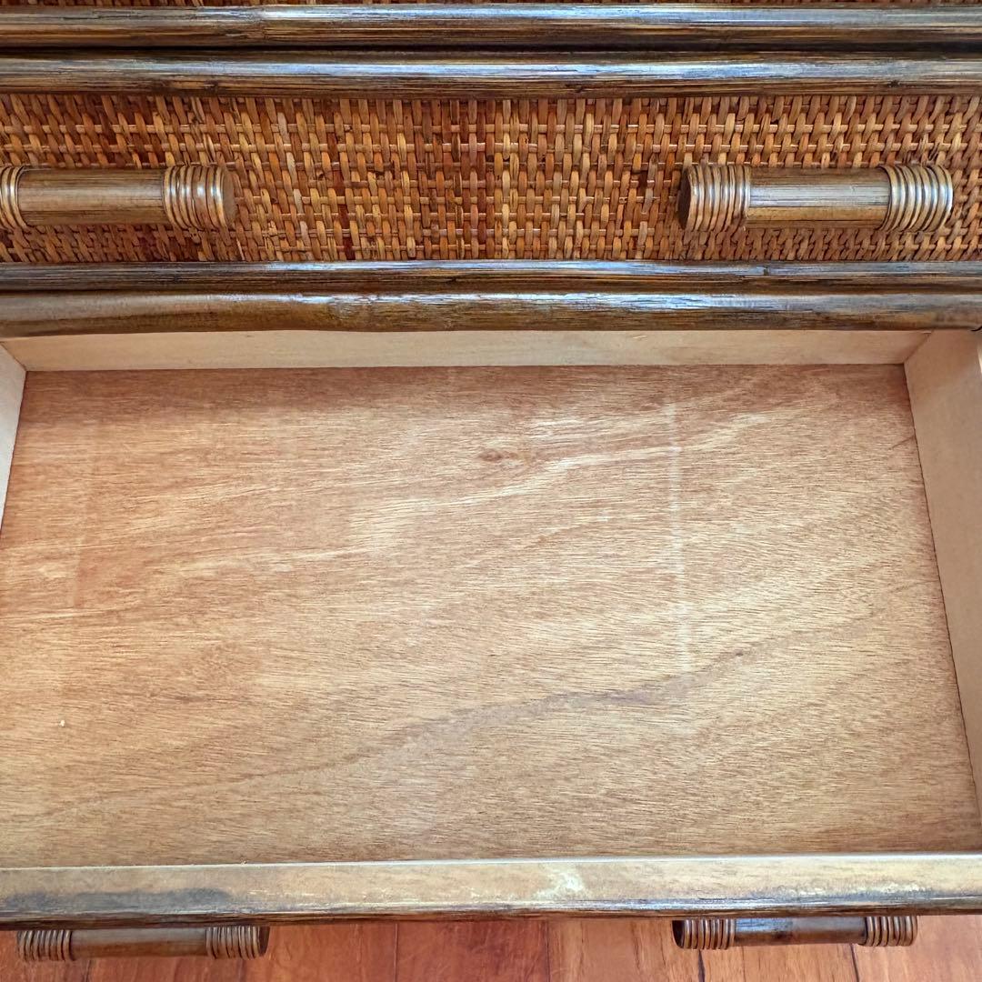 ラタン チェスト 8杯引き出し ヴィンテージ 籐家具 真鍮鋲付き バンブー