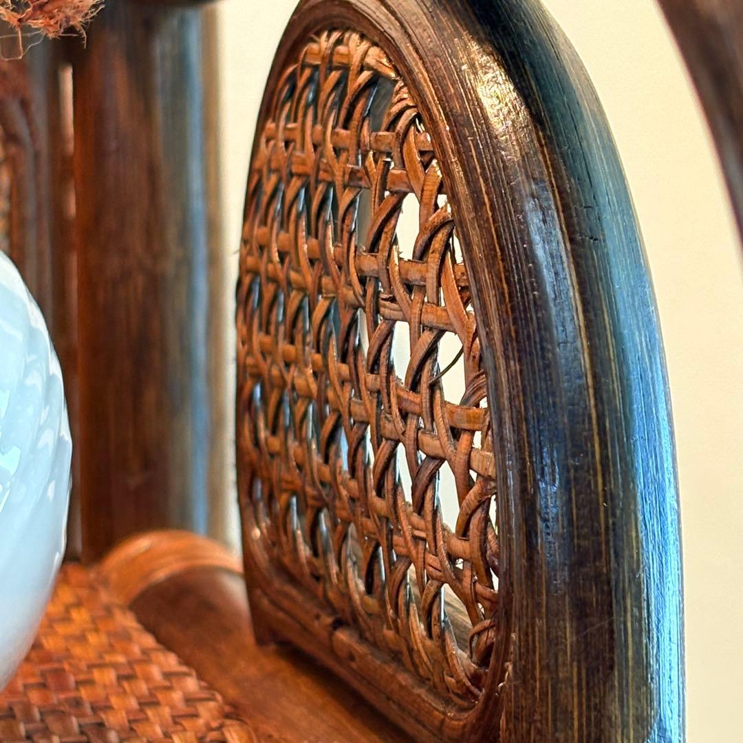 ラタン チェスト 8杯引き出し ヴィンテージ 籐家具 真鍮鋲付き バンブー