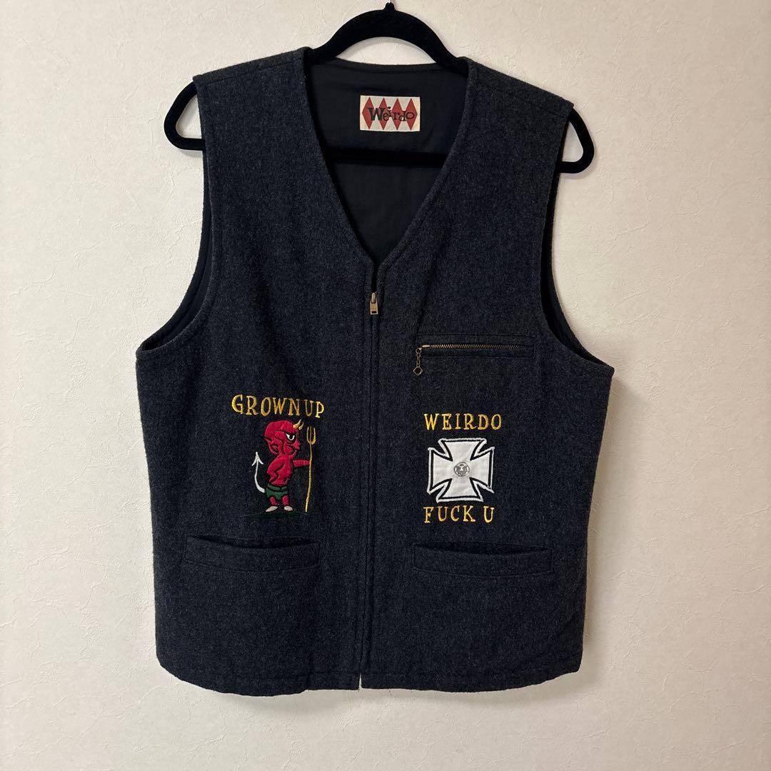 美品　Weirdo FUCK U VEST（ファックユー ベスト）　ウールベスト