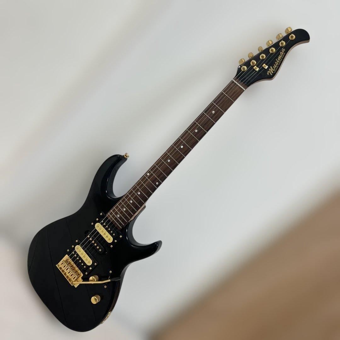 【美品】ミュージックマン エレキベース 黒×金 アーム付き
