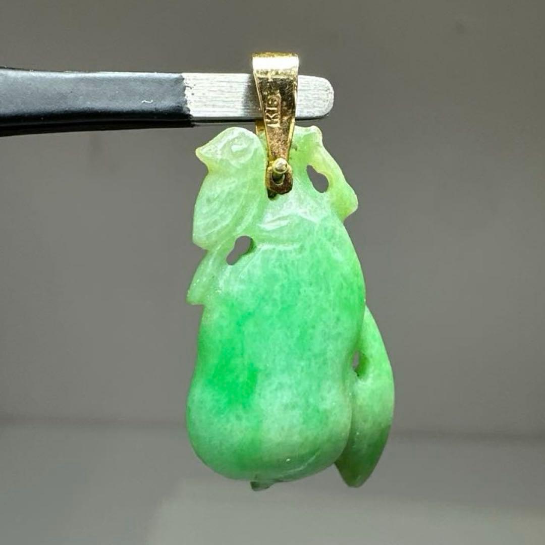 K18刻印　本翡翠　ネックレストップ　タサチ　東さ7-0420☆2F