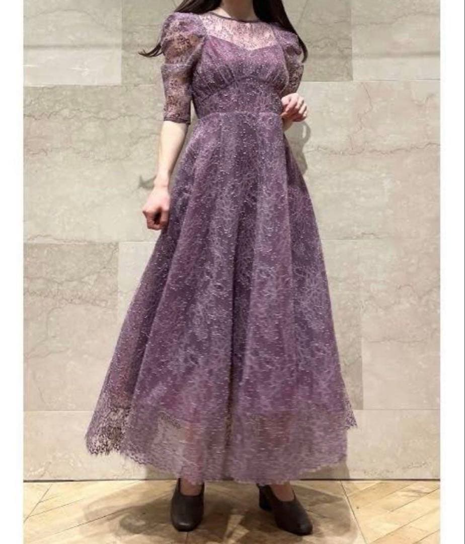 スナイデル　パワーショルダーレースドレス