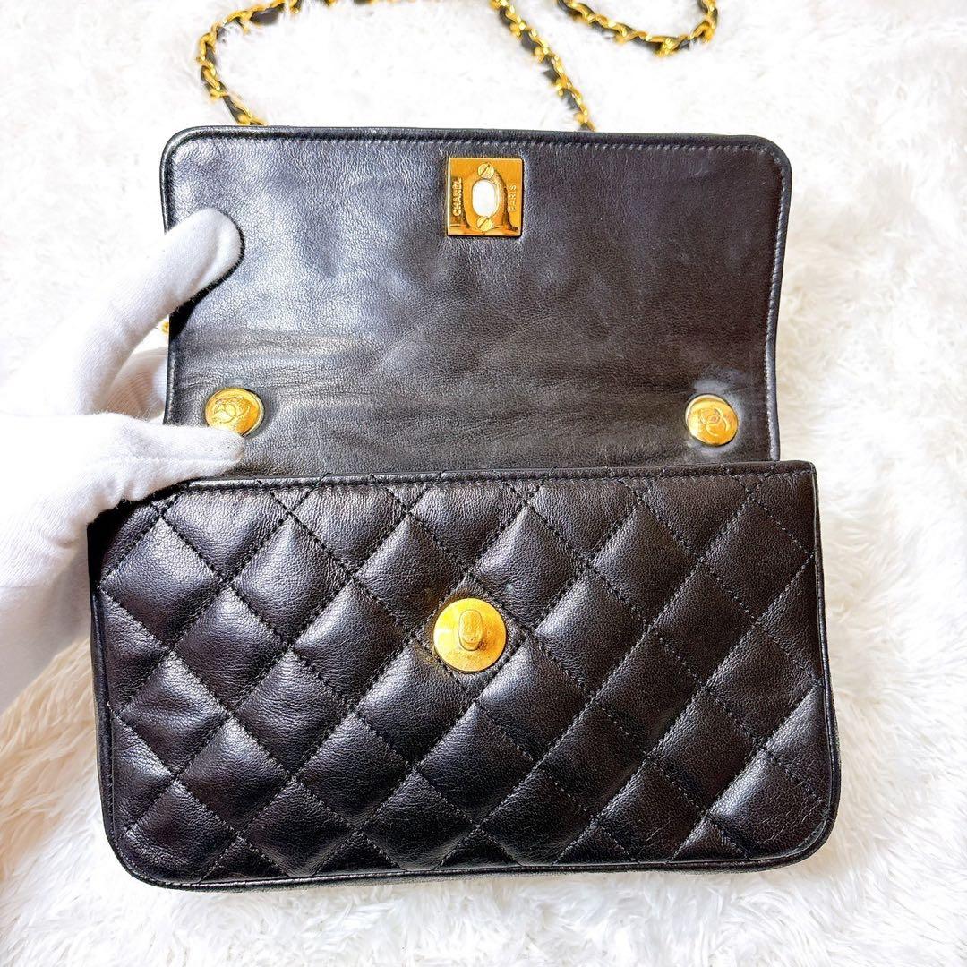CHANEL ✨シャネル　ミニマトラッセ　ラムスキン　ショルダーバッグ　黒　金