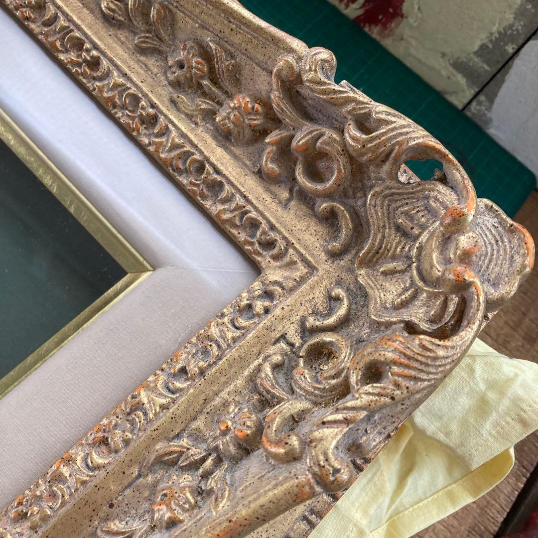 P10号 油彩額縁 ゴールドフレーム 金色 布カバー 箱付き