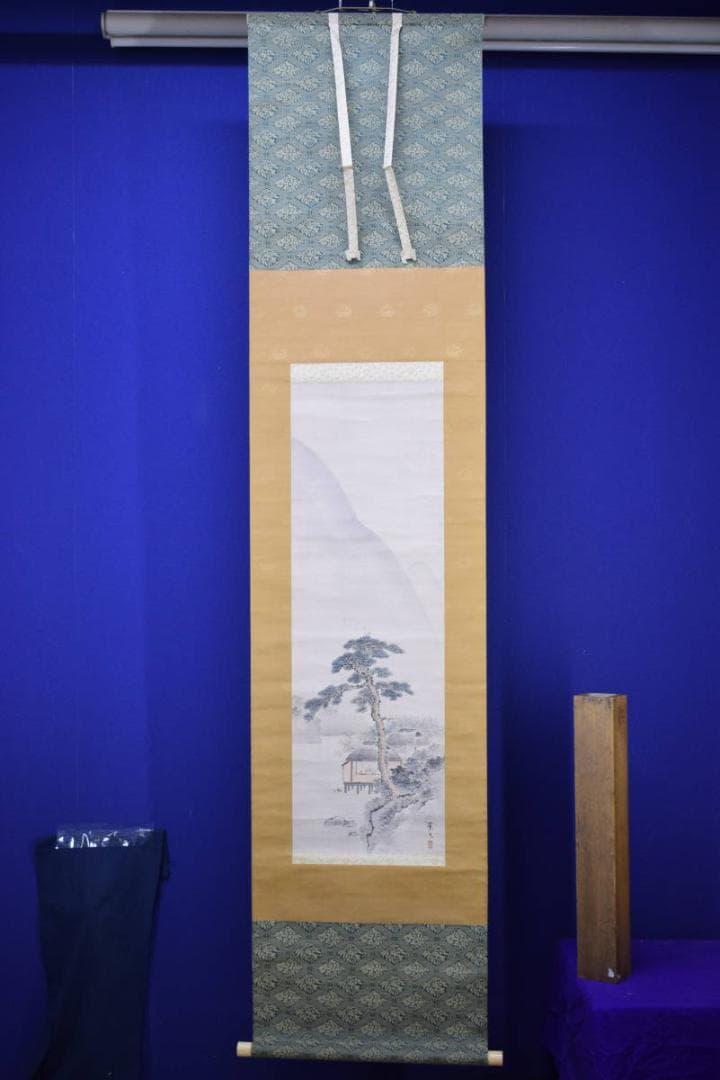 真作/松村景文/山水人物図/布袋屋掛軸HI-239