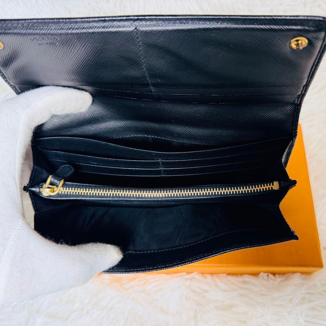 【セール中】PRADA サフィアーノレザー長財布 プラダ ブラック 2つ折り財布