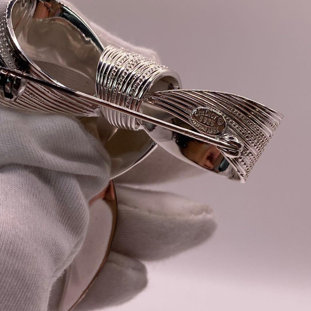 ディオール　シルバー925 リボン　ブローチ