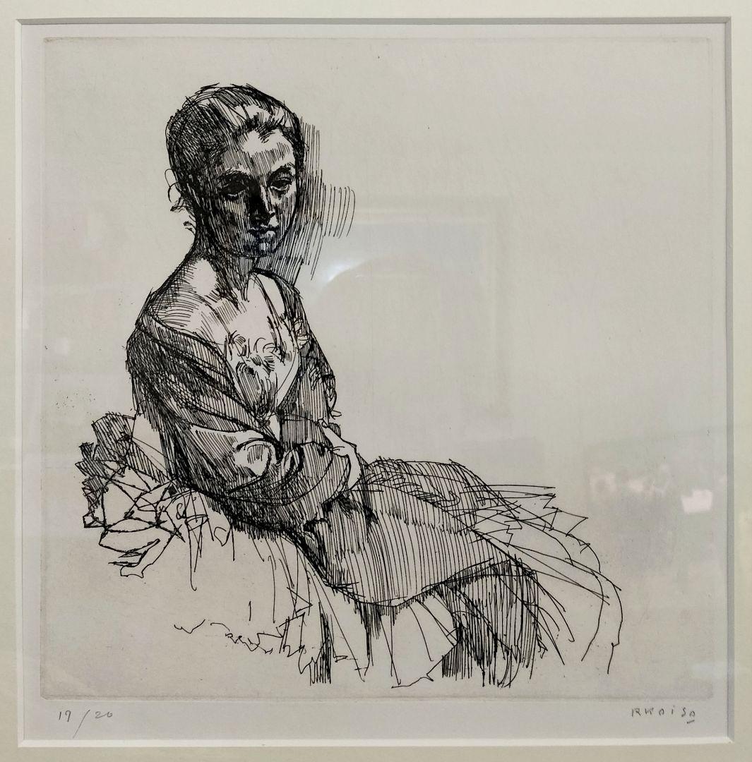 小磯良平　エッチング銅版画　本物保証　直筆サイン　エディション有り　染み抜き済み