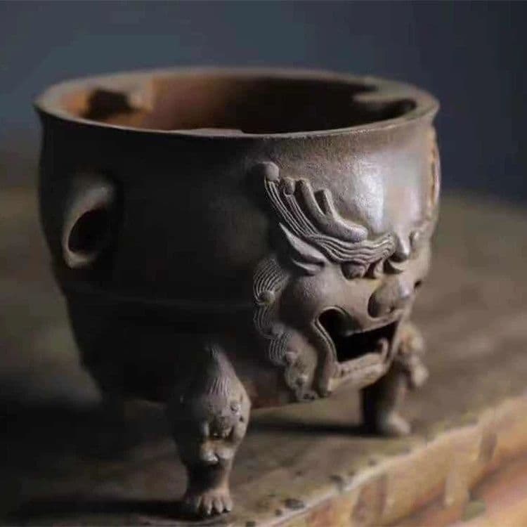 鉄器 炭ストーブ獣頭煮茶炉 虎頭炉 装飾品 工芸品 置物